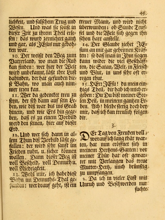 Das Gesäng Der einsamen und verlassenen Turtel-Taube, Nemlich der Christlichen Kirche: oder geistliche u. erfahrungs-volle liedens u. libes-gethöne, als darinnen bendes die volrkost der neuen welt... page 49