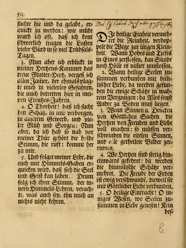 Das Gesäng Der einsamen und verlassenen Turtel-Taube, Nemlich der Christlichen Kirche: oder geistliche u. erfahrungs-volle liedens u. libes-gethöne, als darinnen bendes die volrkost der neuen welt... page 50