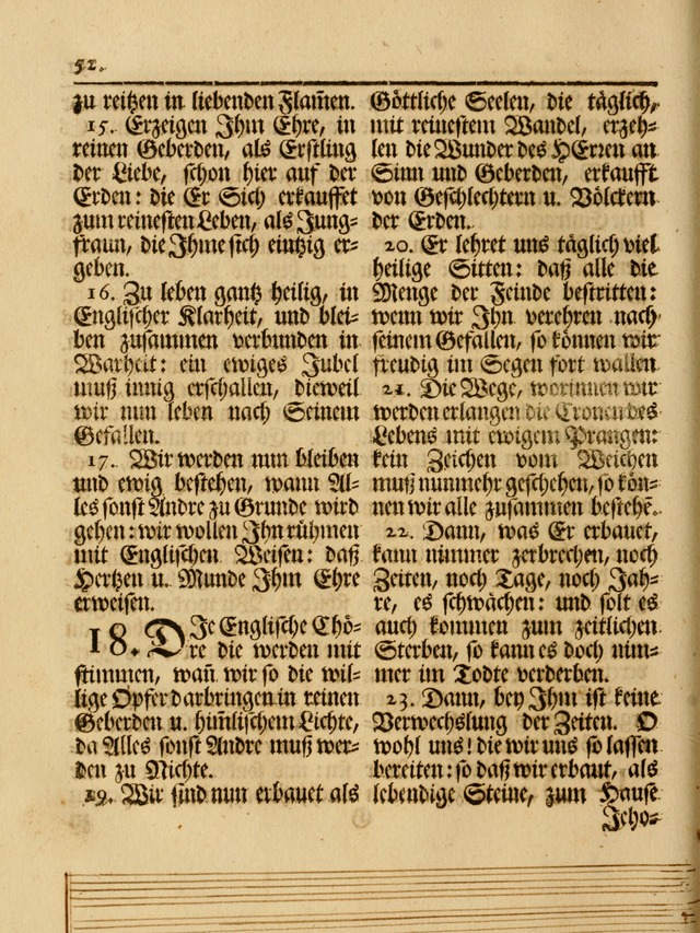 Das Gesäng Der einsamen und verlassenen Turtel-Taube, Nemlich der Christlichen Kirche: oder geistliche u. erfahrungs-volle liedens u. libes-gethöne, als darinnen bendes die volrkost der neuen welt... page 52