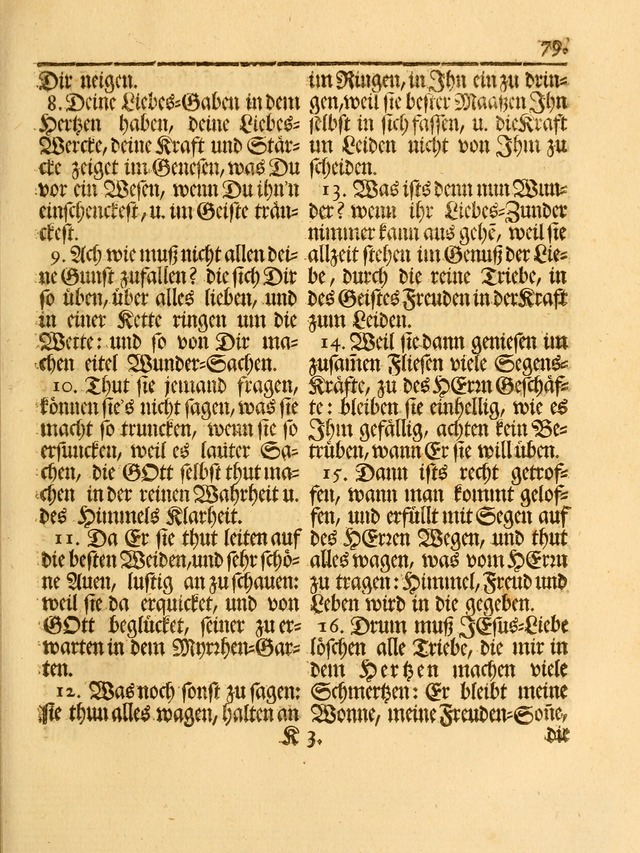 Das Gesäng Der einsamen und verlassenen Turtel-Taube, Nemlich der Christlichen Kirche: oder geistliche u. erfahrungs-volle liedens u. libes-gethöne, als darinnen bendes die volrkost der neuen welt... page 79
