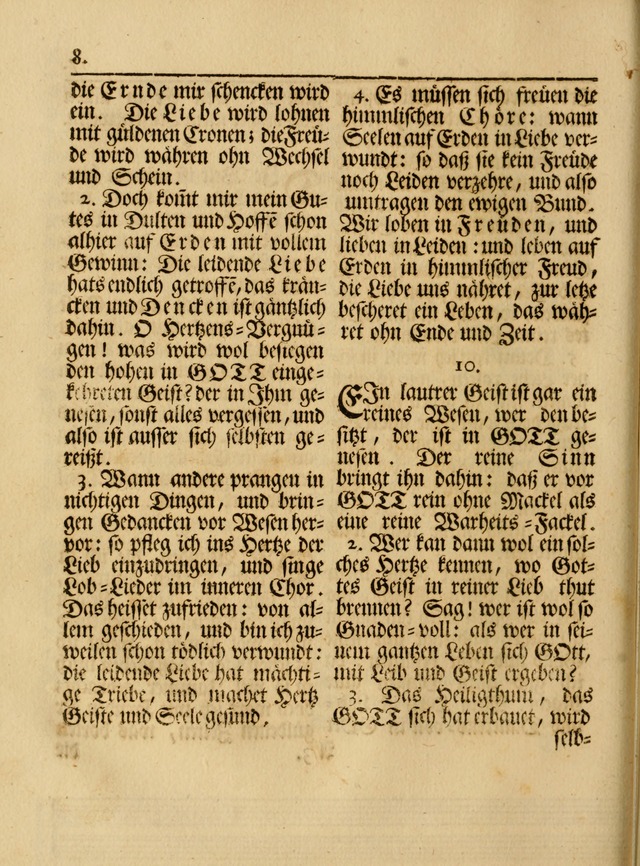 Das Gesäng Der einsamen und verlassenen Turtel-Taube, Nemlich der Christlichen Kirche: oder geistliche u. erfahrungs-volle liedens u. libes-gethöne, als darinnen bendes die volrkost der neuen welt... page 8