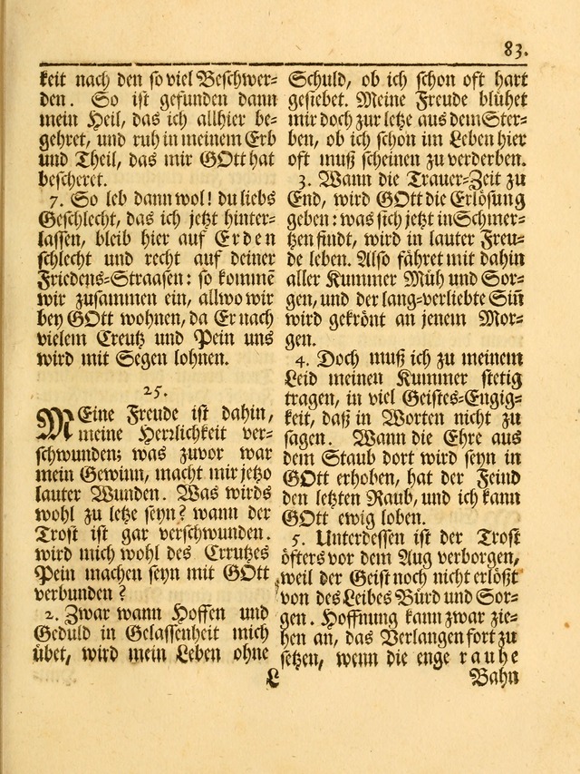 Das Gesäng Der einsamen und verlassenen Turtel-Taube, Nemlich der Christlichen Kirche: oder geistliche u. erfahrungs-volle liedens u. libes-gethöne, als darinnen bendes die volrkost der neuen welt... page 83