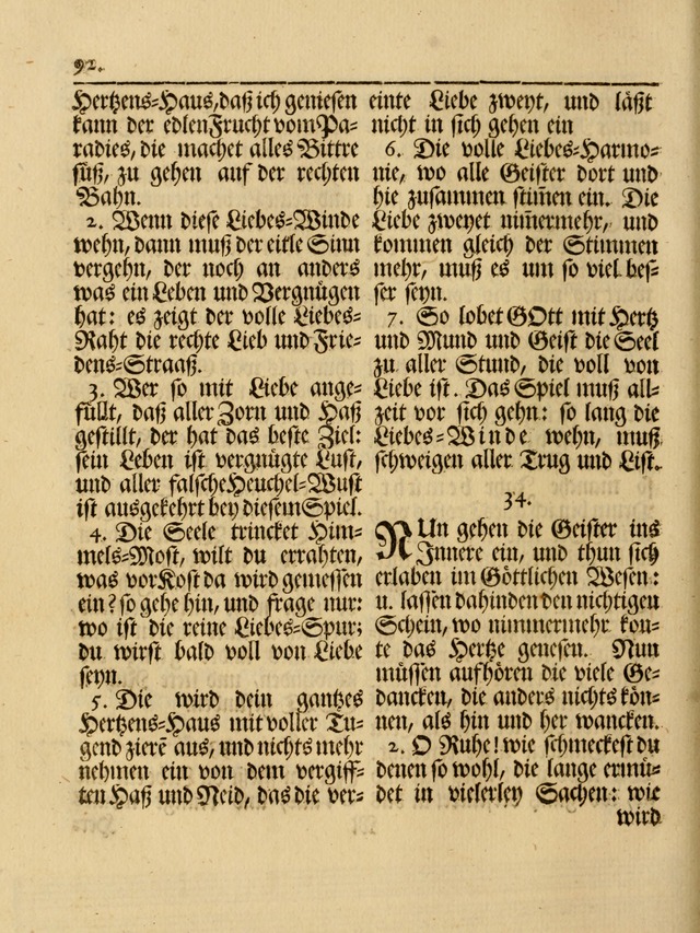 Das Gesäng Der einsamen und verlassenen Turtel-Taube, Nemlich der Christlichen Kirche: oder geistliche u. erfahrungs-volle liedens u. libes-gethöne, als darinnen bendes die volrkost der neuen welt... page 92