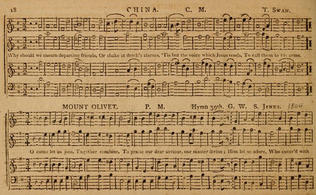The Delights of Harmony; or, Norfolk Compiler: being a new collection of psalm tunes, hymns and anthems with a variety of set pieces, from the most approved American and European authors... page 18