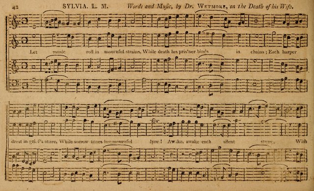 The Delights of Harmony; or, Norfolk Compiler: being a new collection of psalm tunes, hymns and anthems with a variety of set pieces, from the most approved American and European authors... page 42