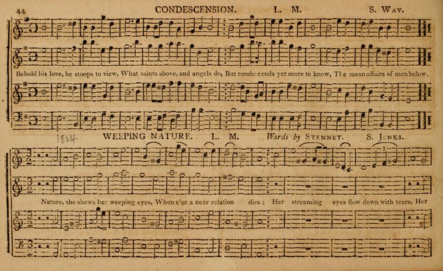 The Delights of Harmony; or, Norfolk Compiler: being a new collection of psalm tunes, hymns and anthems with a variety of set pieces, from the most approved American and European authors... page 44