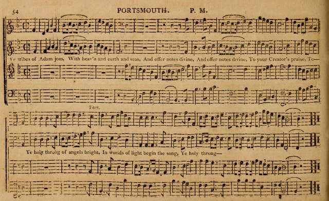 The Delights of Harmony; or, Norfolk Compiler: being a new collection of psalm tunes, hymns and anthems with a variety of set pieces, from the most approved American and European authors... page 54