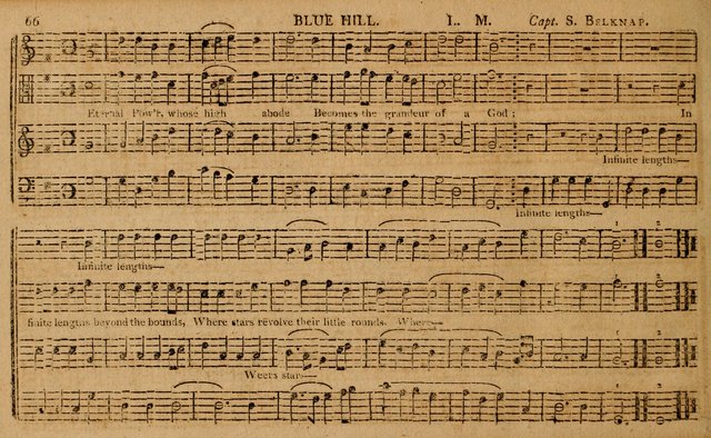 The Delights of Harmony; or, Norfolk Compiler: being a new collection of psalm tunes, hymns and anthems with a variety of set pieces, from the most approved American and European authors... page 66