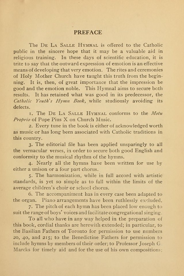 The De La Salle Hymnal: for Catholic schools and choirs page ix