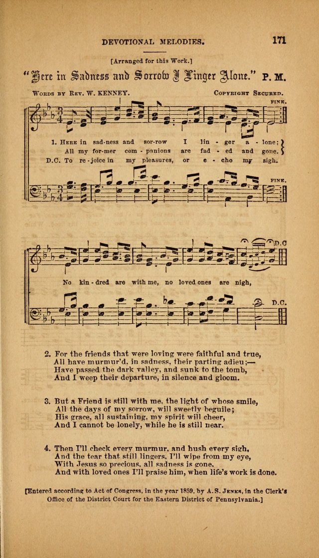 Devotional Melodies; or, a collection of original and selected tunes and hymns, designed for congregational and social worship. (3rd ed.) page 172