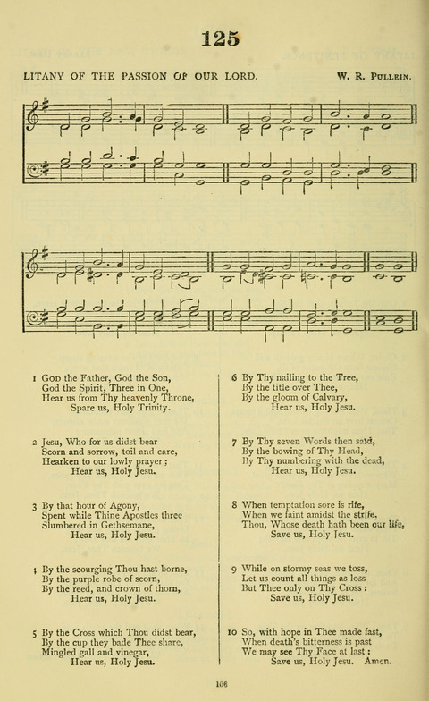 The Durham Mission Tune Book: with supplement, containting one hundred and fifty-nine hymn tunes, chants and litanies for the durham mission hymn-book (2nd ed.) page 106