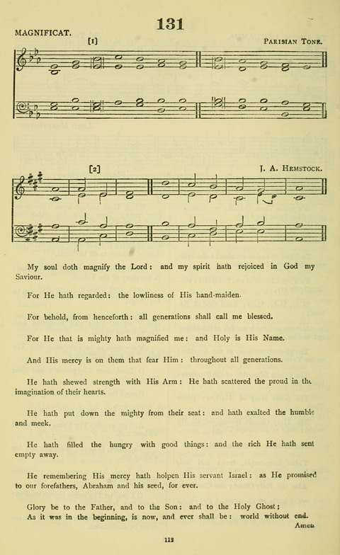 The Durham Mission Tune Book: with supplement, containting one hundred and fifty-nine hymn tunes, chants and litanies for the durham mission hymn-book (2nd ed.) page 112
