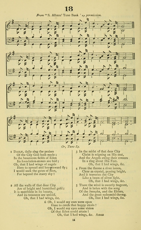The Durham Mission Tune Book: with supplement, containting one hundred and fifty-nine hymn tunes, chants and litanies for the durham mission hymn-book (2nd ed.) page 14