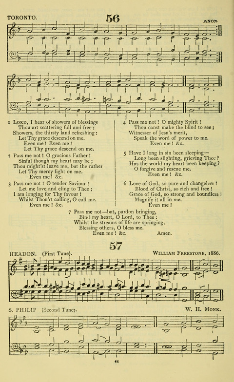 The Durham Mission Tune Book: with supplement, containting one hundred and fifty-nine hymn tunes, chants and litanies for the durham mission hymn-book (2nd ed.) page 44