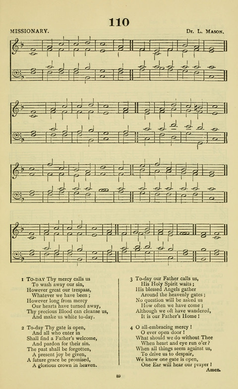 The Durham Mission Tune Book: with supplement, containting one hundred and fifty-nine hymn tunes, chants and litanies for the durham mission hymn-book (2nd ed.) page 89