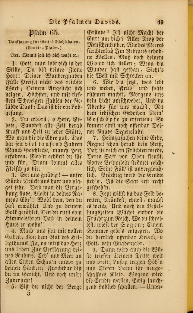 Die Psalmen Davids: nebst einer Sammlung Geistlicher lieder für Oeffentlichen und Privat-Gottesdienst page 49