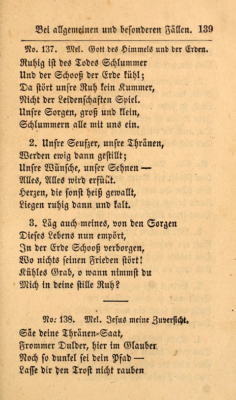 Der Sänger am Grabe: Eine Auswahl Lieder zum Gebrauch bei Leichen-Begängnissen, wie auch Trost-Lieder für Solche, die um geliebte Todte trauern page 135