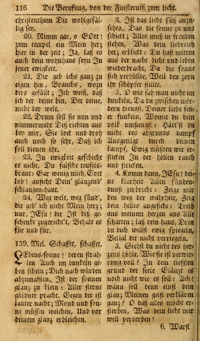 Das Geistliche Saitenspiel: oder, Eine Sammlung auserlesener, erbaulicher, geistreicher Lieder zum Gebrauch aller Gottliebenden Seelen, insonderheit für dei Gemeinen der Evangelischen... (1st Aufl.) page 116