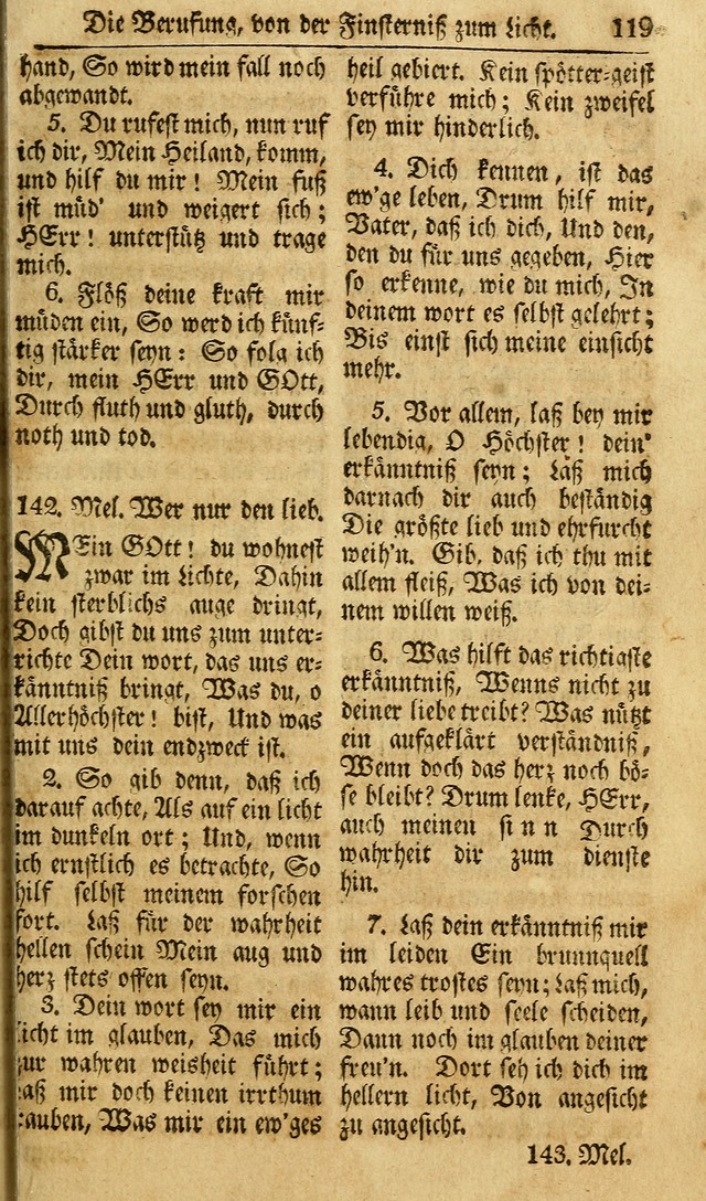 Das Geistliche Saitenspiel: oder, Eine Sammlung auserlesener, erbaulicher, geistreicher Lieder zum Gebrauch aller Gottliebenden Seelen, insonderheit für dei Gemeinen der Evangelischen... (1st Aufl.) page 119