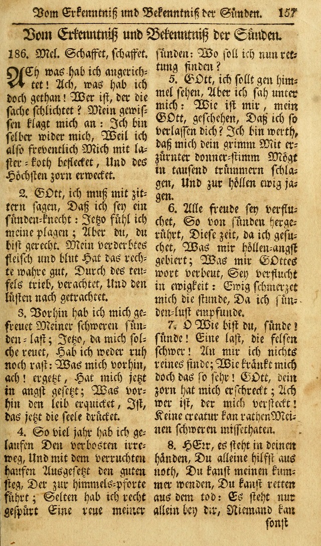 Das Geistliche Saitenspiel: oder, Eine Sammlung auserlesener, erbaulicher, geistreicher Lieder zum Gebrauch aller Gottliebenden Seelen, insonderheit für dei Gemeinen der Evangelischen... (1st Aufl.) page 157