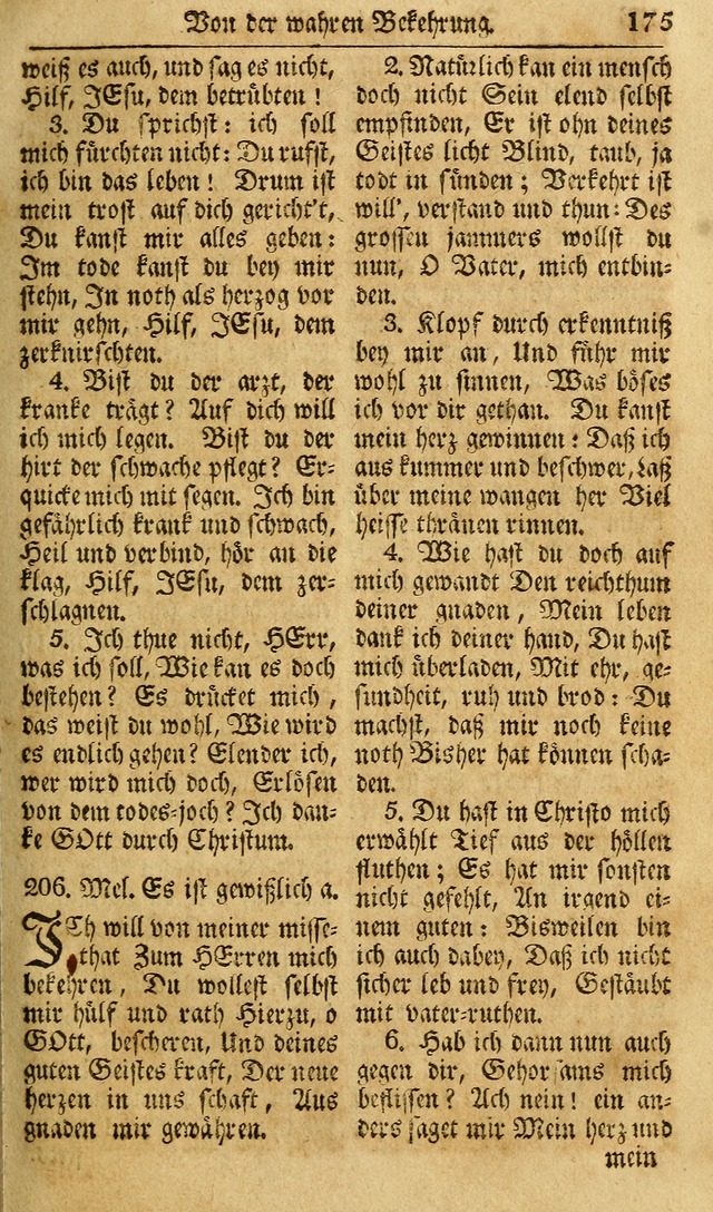 Das Geistliche Saitenspiel: oder, Eine Sammlung auserlesener, erbaulicher, geistreicher Lieder zum Gebrauch aller Gottliebenden Seelen, insonderheit für dei Gemeinen der Evangelischen... (1st Aufl.) page 175