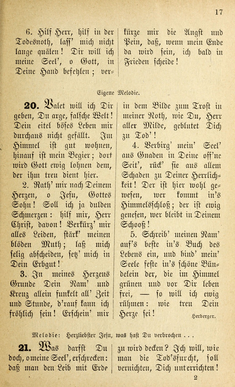 Des "Heils Vollendung": eine Sammlung von Sterbe-, Begräbniß- und Trostliedern für evangelische Christen page 17