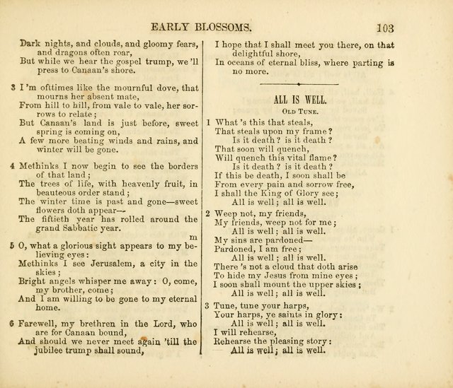Early Blossoms: a collection of music for Sabbath schools, with rudiments page 103