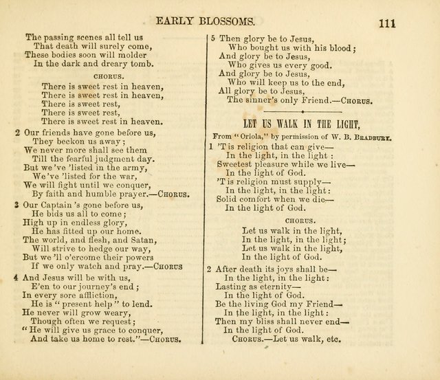 Early Blossoms: a collection of music for Sabbath schools, with rudiments page 111