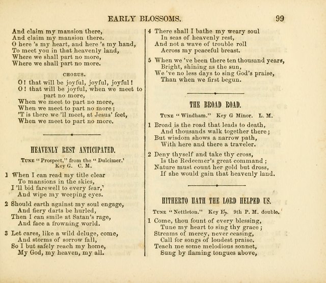 Early Blossoms: a collection of music for Sabbath schools, with rudiments page 99