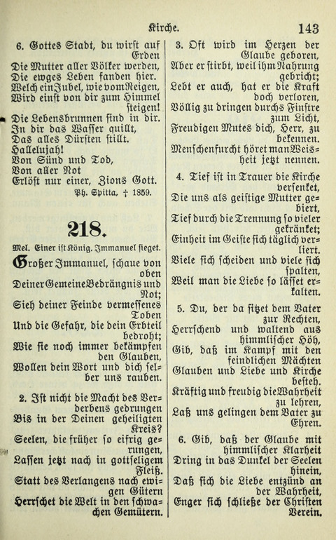 Evangelisches Gesangbuch. Nach Zustimmung der Provinszialsznode vom Jahre 1884 zur Einfürung in der Provinz Brandenburg mit Genehmigung des Evangelischen Oberkirchenrats page 143