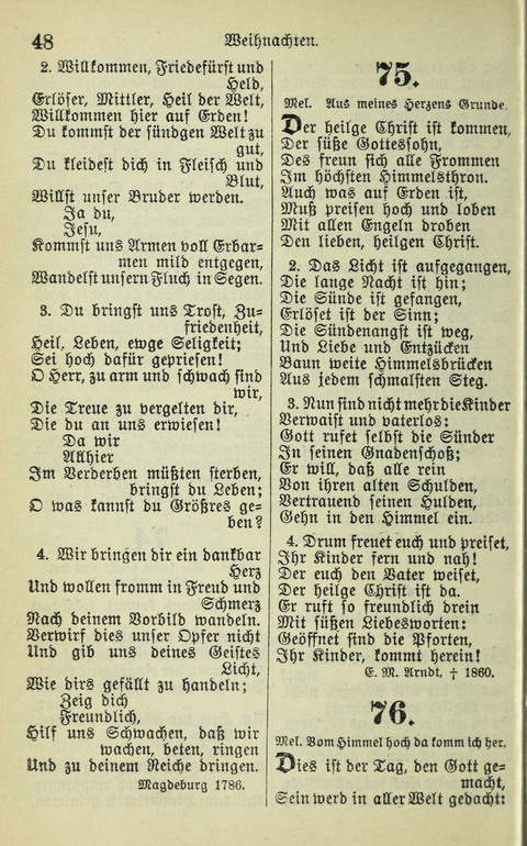Evangelisches Gesangbuch. Nach Zustimmung der Provinszialsznode vom Jahre 1884 zur Einfürung in der Provinz Brandenburg mit Genehmigung des Evangelischen Oberkirchenrats page 48