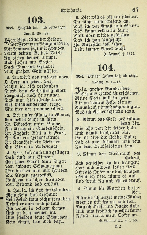 Evangelisches Gesangbuch. Nach Zustimmung der Provinszialsznode vom Jahre 1884 zur Einfürung in der Provinz Brandenburg mit Genehmigung des Evangelischen Oberkirchenrats page 67