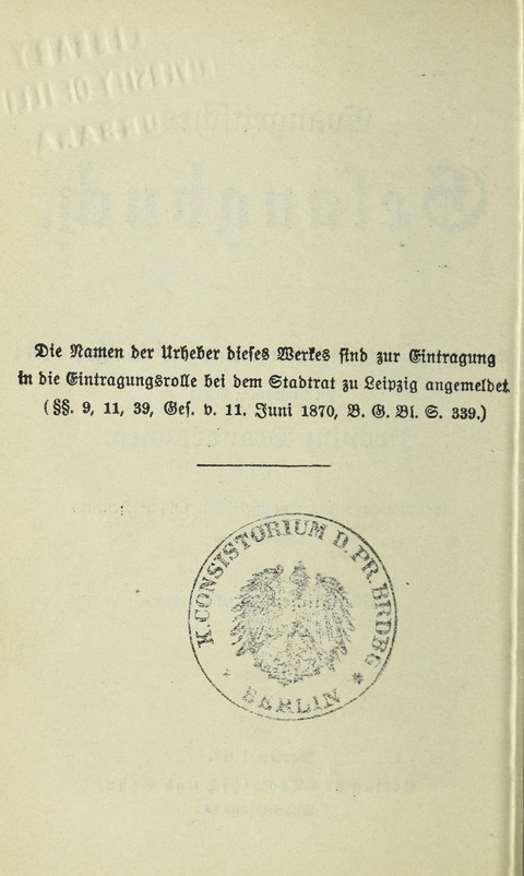 Evangelisches Gesangbuch. Nach Zustimmung der Provinszialsznode vom Jahre 1884 zur Einfürung in der Provinz Brandenburg mit Genehmigung des Evangelischen Oberkirchenrats page xii