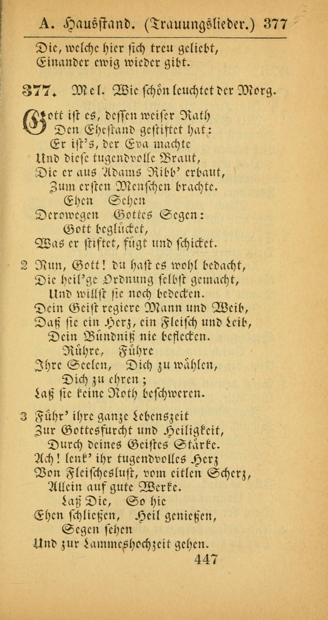 Evangelisches Gesangbuch: oder eine sammlung geistreicher lieder zum gebrauch der Evangelischen Gemeinscaft und aller heilsuchenden seelen  (4th und verb. Aufl.) page 449