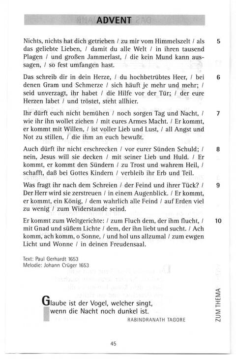 Antwort Finden in alten und neuen Liedern, in Worten zum Nachdenken und Beten: evangelisches Gesangbuch (Bayern, Mitteldeutschland, Thüringen) page 15