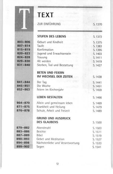 Antwort Finden in alten und neuen Liedern, in Worten zum Nachdenken und Beten: evangelisches Gesangbuch (Bayern, Mitteldeutschland, Thüringen) page xii