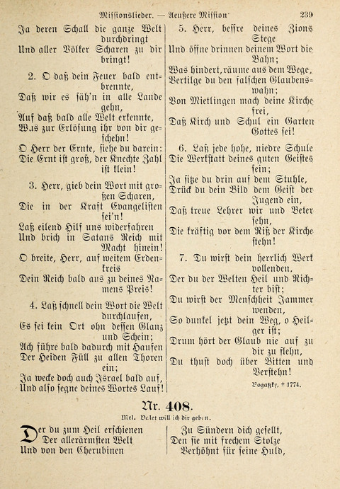 Evangelisches Gesangbuch: für die deutschen Congregational-Gemeinden von Nork-Amerika page 239