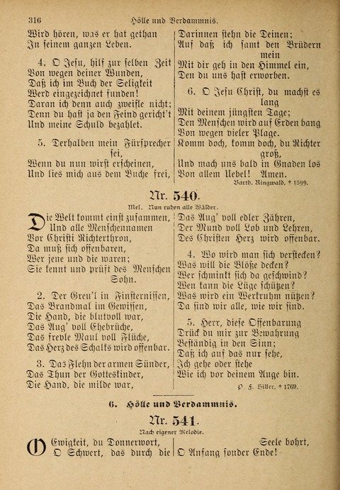 Evangelisches Gesangbuch: für die deutschen Congregational-Gemeinden von Nork-Amerika page 316