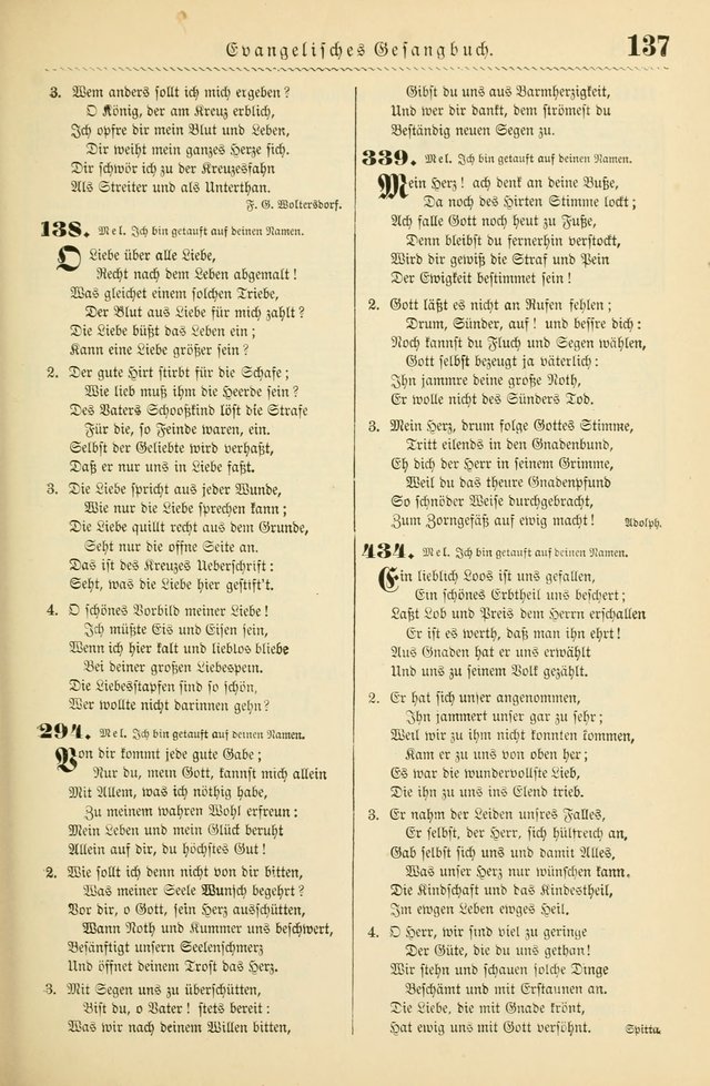 Evangelisches Gesangbuch mit vierstimmigen Melodien: für den öffentlichen und häuslichen Gottesdienst page 137