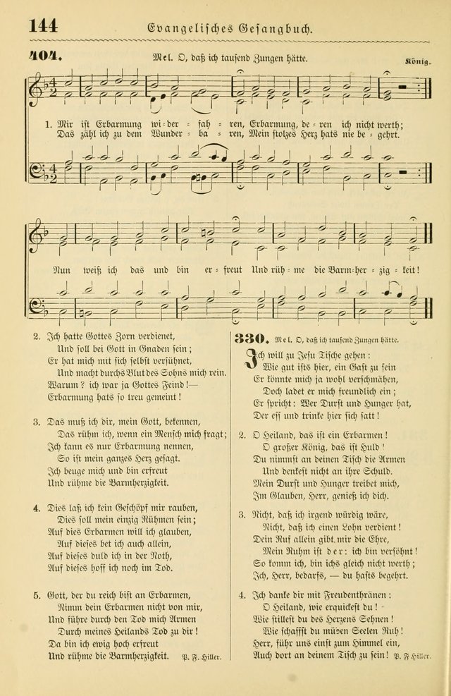 Evangelisches Gesangbuch mit vierstimmigen Melodien: für den öffentlichen und häuslichen Gottesdienst page 144