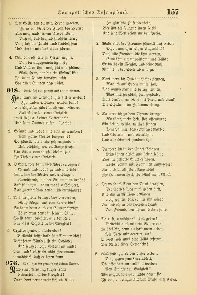 Evangelisches Gesangbuch mit vierstimmigen Melodien: für den öffentlichen und häuslichen Gottesdienst page 157