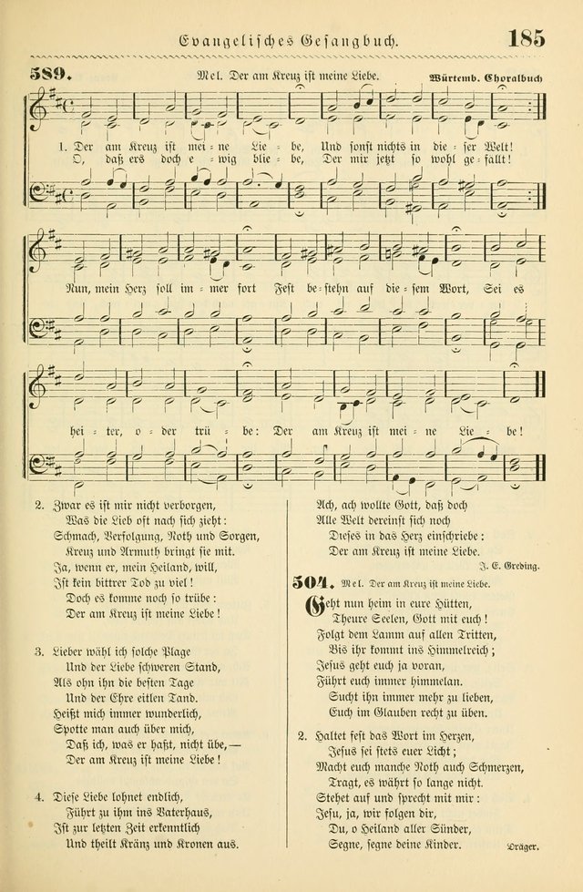 Evangelisches Gesangbuch mit vierstimmigen Melodien: für den öffentlichen und häuslichen Gottesdienst page 185