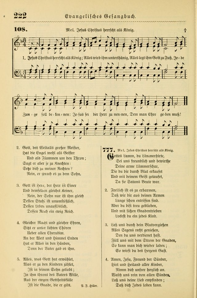 Evangelisches Gesangbuch mit vierstimmigen Melodien: für den öffentlichen und häuslichen Gottesdienst page 222