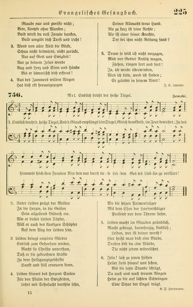 Evangelisches Gesangbuch mit vierstimmigen Melodien: für den öffentlichen und häuslichen Gottesdienst page 225