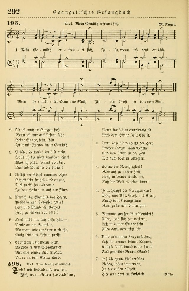 Evangelisches Gesangbuch mit vierstimmigen Melodien: für den öffentlichen und häuslichen Gottesdienst page 292