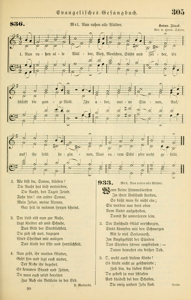 Evangelisches Gesangbuch mit vierstimmigen Melodien: für den öffentlichen und häuslichen Gottesdienst page 305