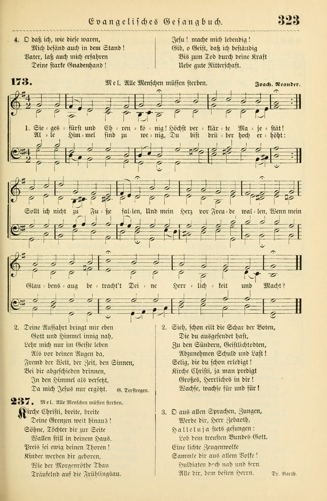 Evangelisches Gesangbuch mit vierstimmigen Melodien: für den öffentlichen und häuslichen Gottesdienst page 323