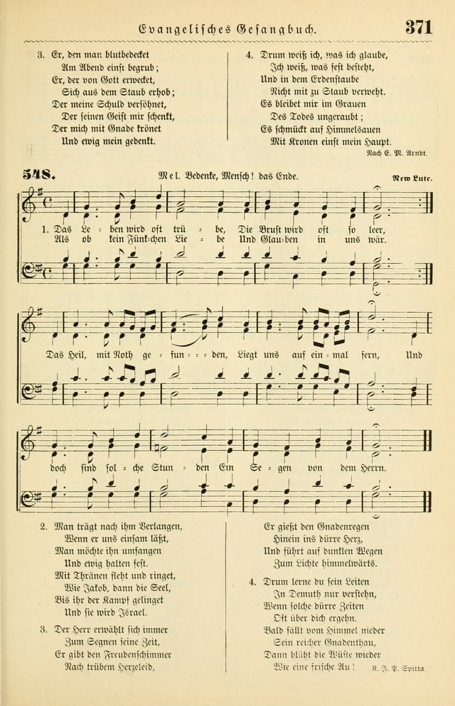 Evangelisches Gesangbuch mit vierstimmigen Melodien: für den öffentlichen und häuslichen Gottesdienst page 371