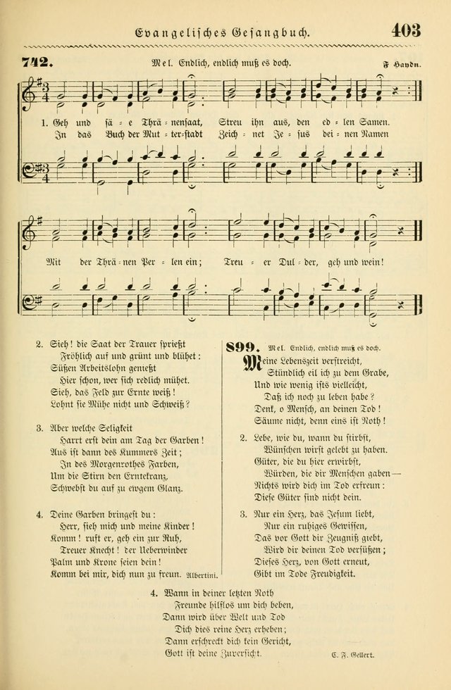 Evangelisches Gesangbuch mit vierstimmigen Melodien: für den öffentlichen und häuslichen Gottesdienst page 403