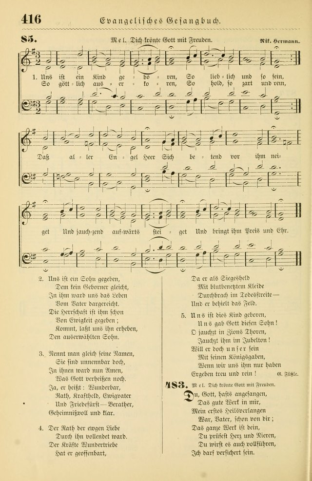 Evangelisches Gesangbuch mit vierstimmigen Melodien: für den öffentlichen und häuslichen Gottesdienst page 416